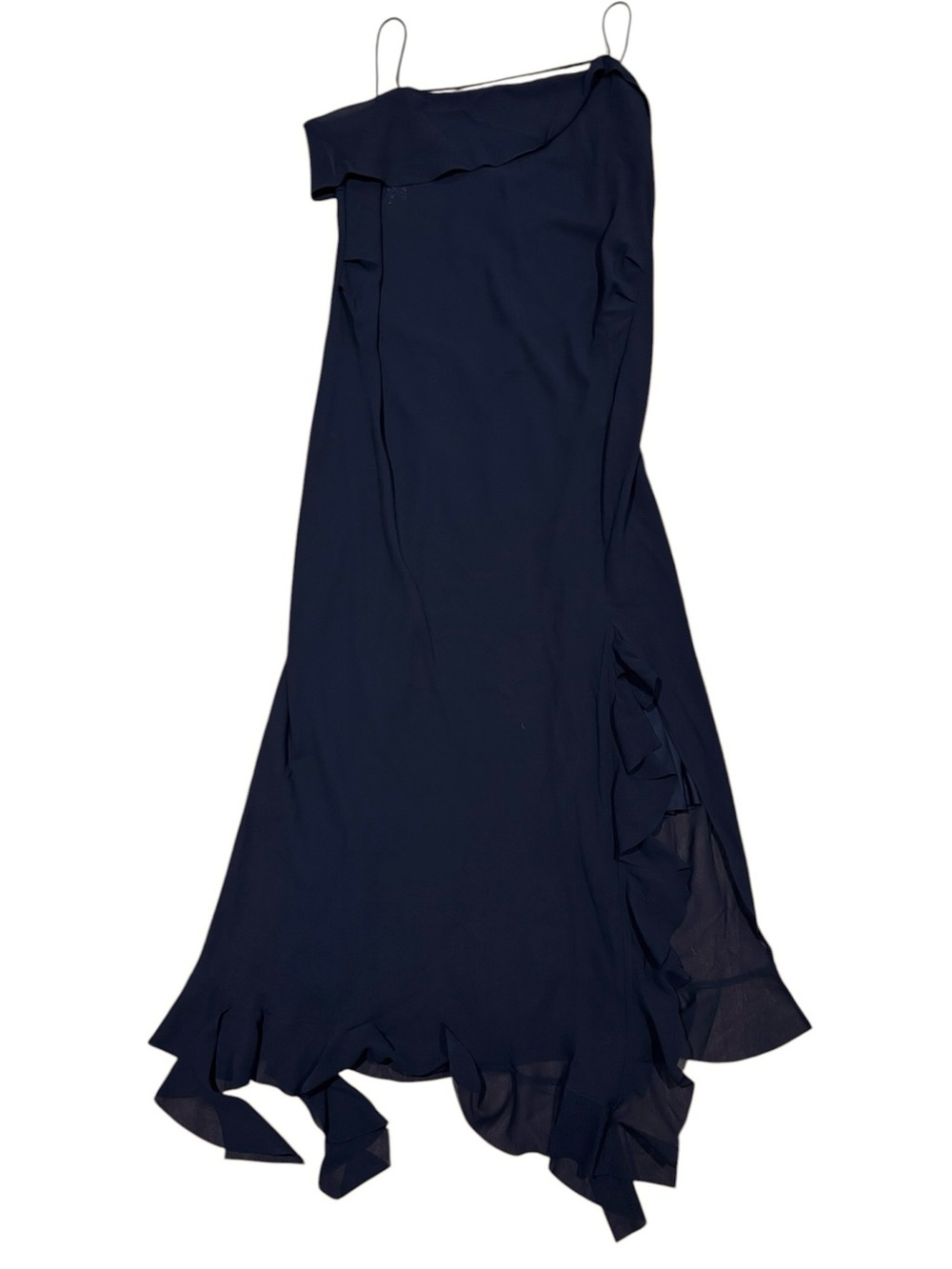 HUGO Hugo Boss Sz 12 Dress Kamani sleeveless midi asymmetrical Shift Black Goth - Picture 5 of 14